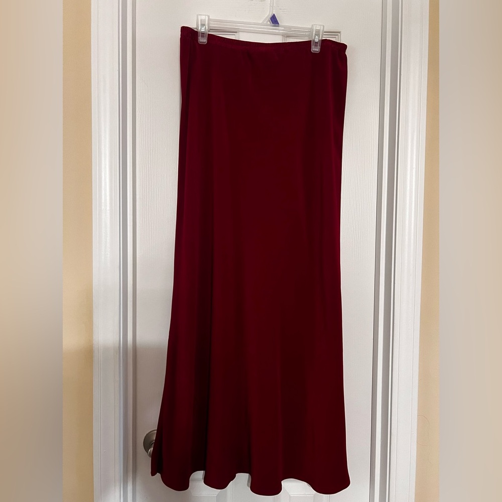 Carole Little, Bias Cut Burgundy Rayon Slip Style Maxi Skirt.
